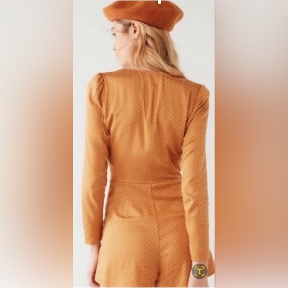 Urban Outfitters Burnt orange & White Polka Dot faux rap Romper size XS - Picture 10 of 11